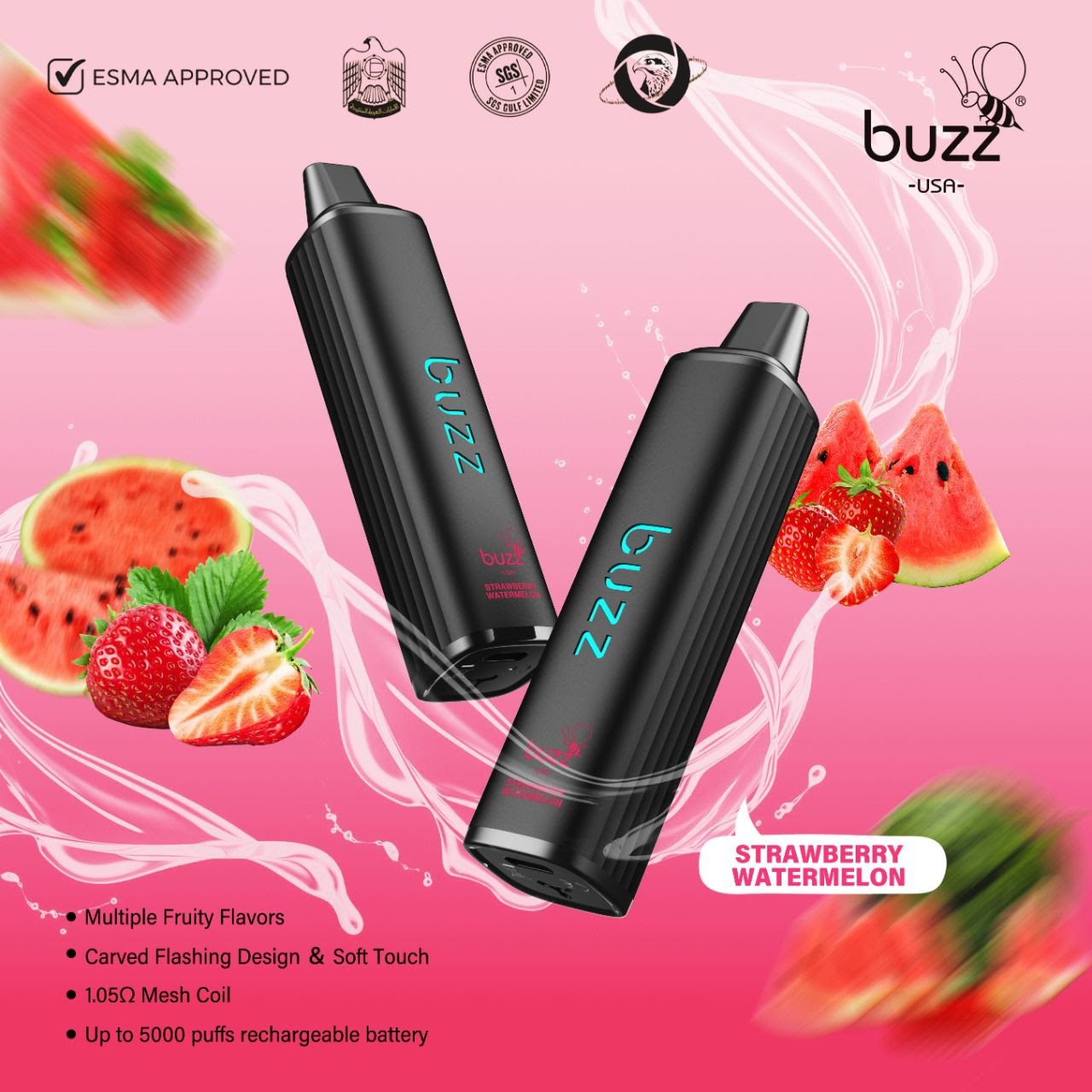 Buzz Strawberry Watermelon 5000pfs 20mg