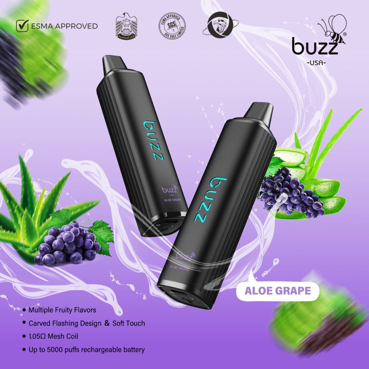 Buzz Aloe Grape 5000pfs 20mg