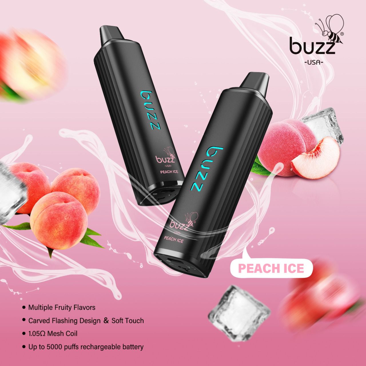 Buzz Peach Ice 5000pfs 50mg