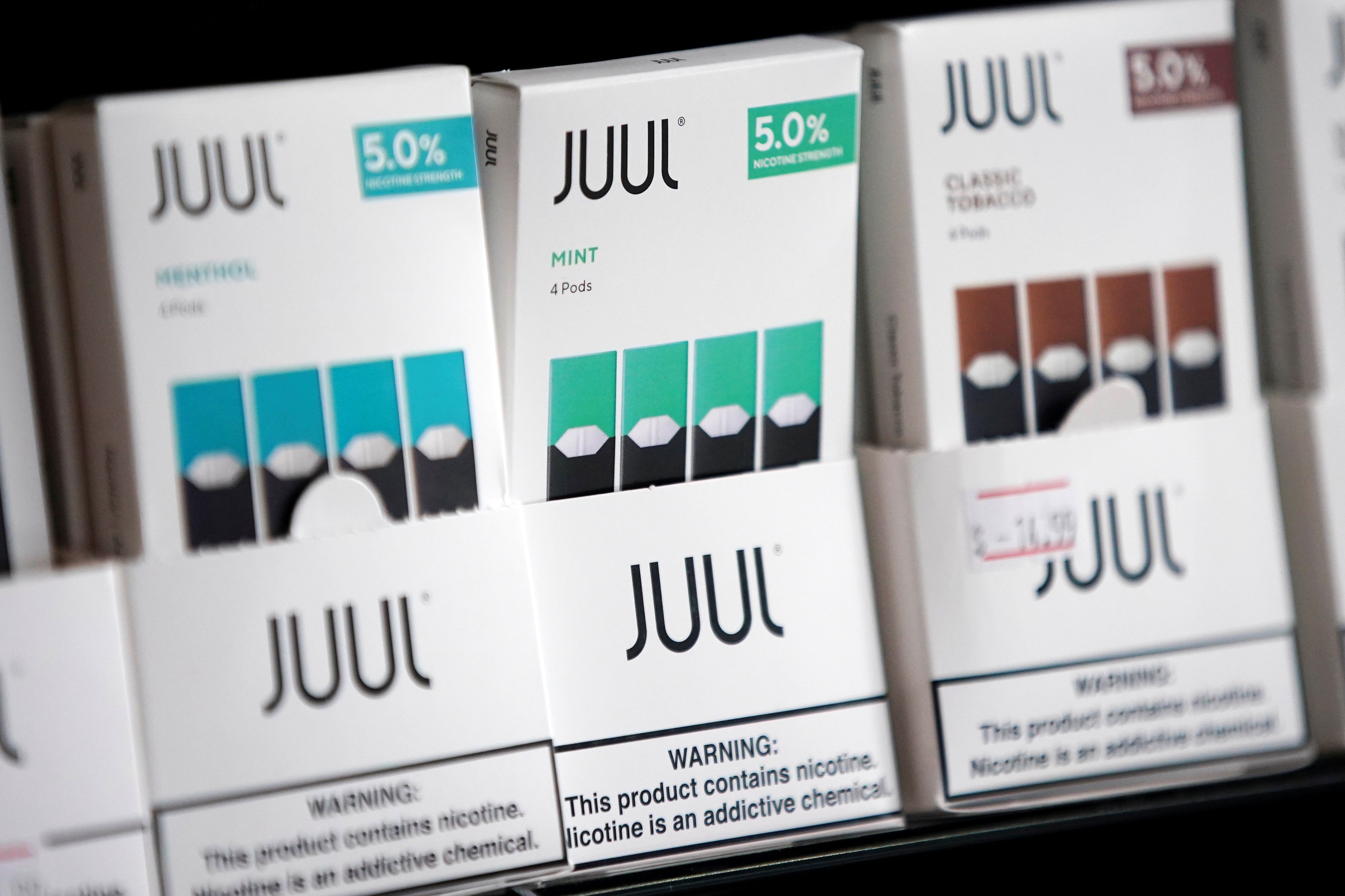 Image: FILE PHOTO: Juul brand vape cartridges are pictured for sale at a shop in Atlanta
